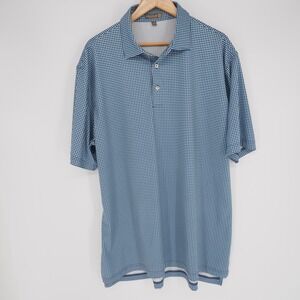 Peter Millar Shirt Mens XL Blue Polo Summer Comfort Gingham Moisture Wicking